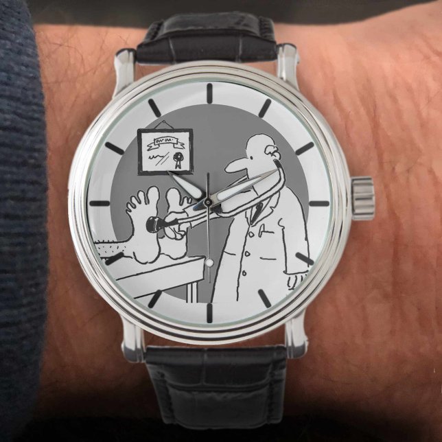 Doktor med Stethoscope Checks Feet. Armbandsur (Skapare uppladdad)
