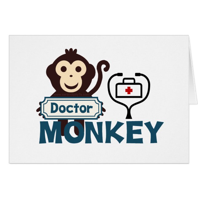 Doktor Monkey Hälsningskort (Framsidan Horizontal)