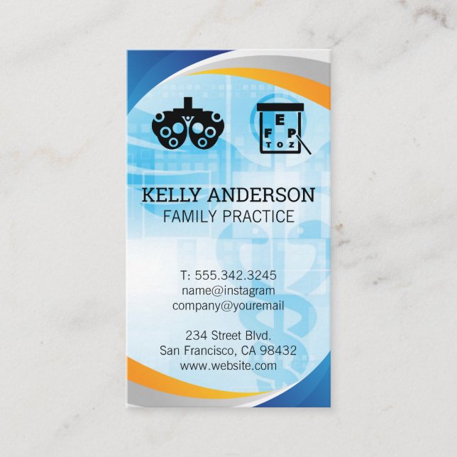 Doktor | Mul- och klövsjuka | Optometrist Icons Visitkort (Framsida)