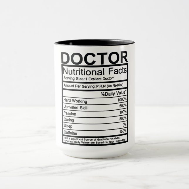Doktor näringsmässiga fakta mugg (Center)