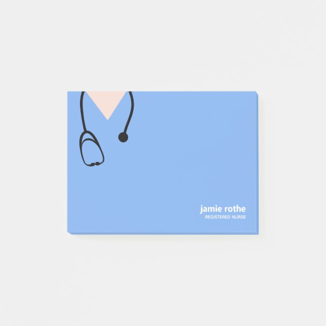 Doktor Nurse Blue Hospital Scrubs Post-it Block (Framsida)