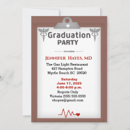 Doktor Nurse Brown Clipboard-Studentfest Inbjudningar