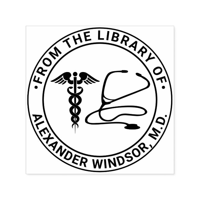 Doktor Nurse Caduceus Stethoscope Bok Namn Självfärgande Stämpel (Design)