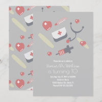 Doktor Nurse Födelsedagsfest Medical Mönster Rosa