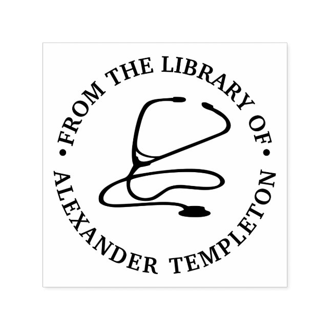 Doktor Nurse Stethoscope "Från bibliotek av" Självfärgande Stämpel (Design)