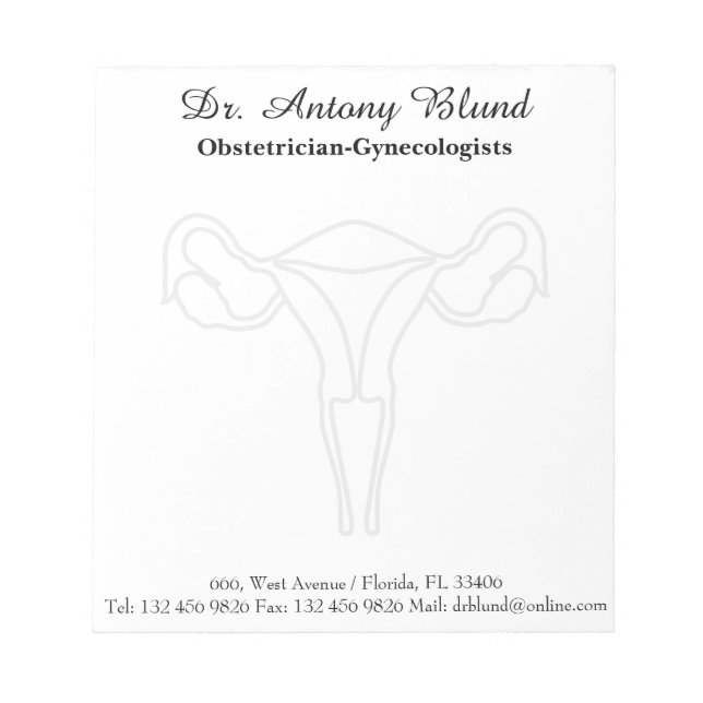 Doktor Obstetrician OBGYN Elegant Uterus Cervix Anteckningsblock (Framsida)
