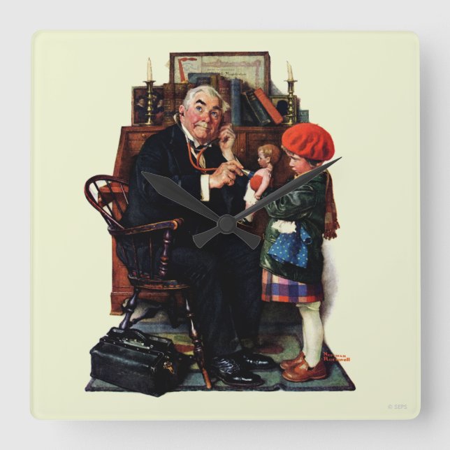 Doktor och dockan fyrkantig klocka (Framsida)