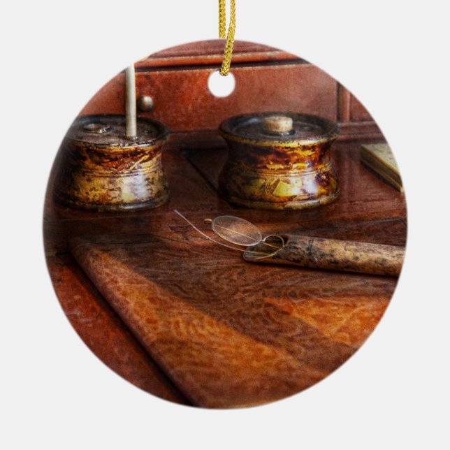 Doktor - Optometrist - Jag behöver mina läsglas Julgransprydnad Keramik (Framsidan)