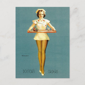 Doktor Orders! Vintage Fäst upp flicka Vykort