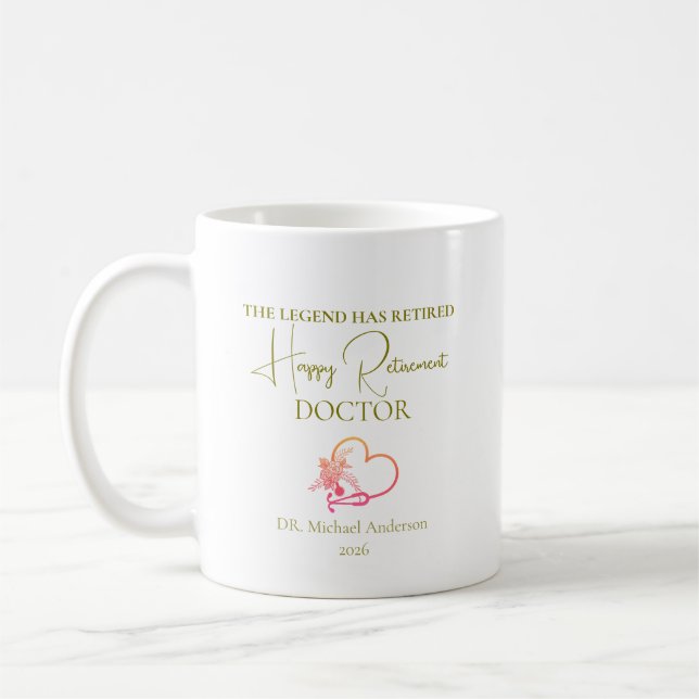 Doktor Pensioneringspresent Legenden Har Gått I Pe Kaffemugg (Vänster)