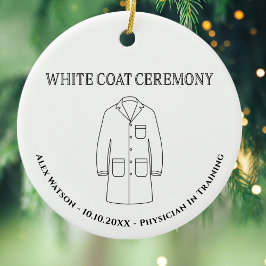 Doktor Physician White Jackar Ceremony Monogrammed Julgransprydnad Keramik