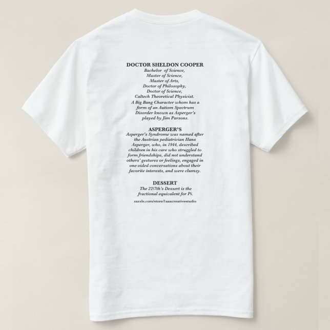 Doktor Sheldon Cooper's Berömd Assburgers T Shirt (Design baksida)