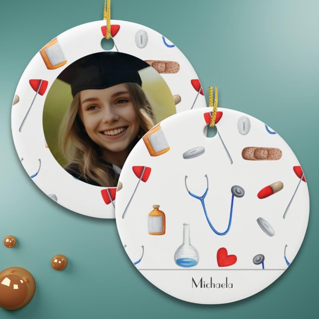Doktor sjukhuskläder Fotojul Julgransprydnad Keramik (Skapare uppladdad)