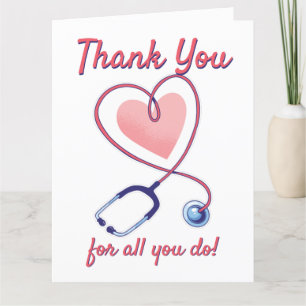 Doktor Sjuksköterska i hjärtstetoskop Sjukskötersk Tack Kort