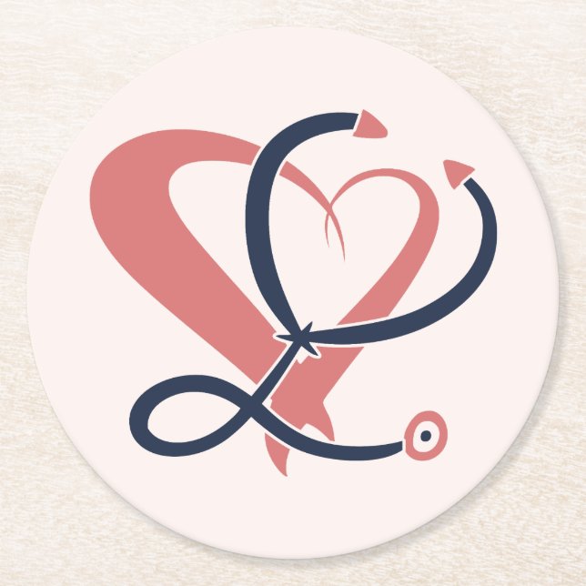 Doktor, sjuksköterska, sjukvårdare, akut, presentm underlägg papper rund (Framsidan)