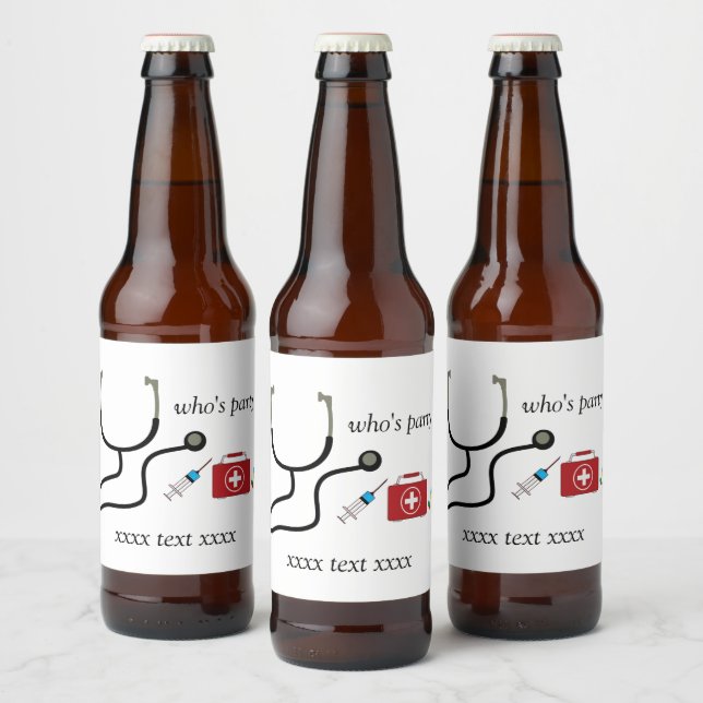 Doktor , sjuksköterska, vårdmärke, Vin-sjukhusmärk Ölflaska Etikett (Flaskor)