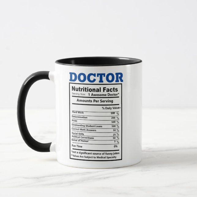 Doktor skämtar Nutritional Facts Medical Puns Funn Mugg (Vänster)