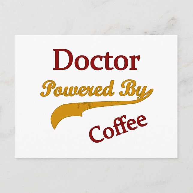 Doktor som drivs av kaffe vykort (Framsida)