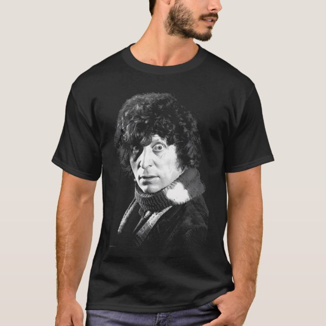 Doktor som skådespelare Tom Baker Staring Black Wh T Shirt (Framsida)