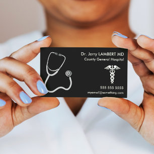 Doktor Stethoscope Black Visitkort