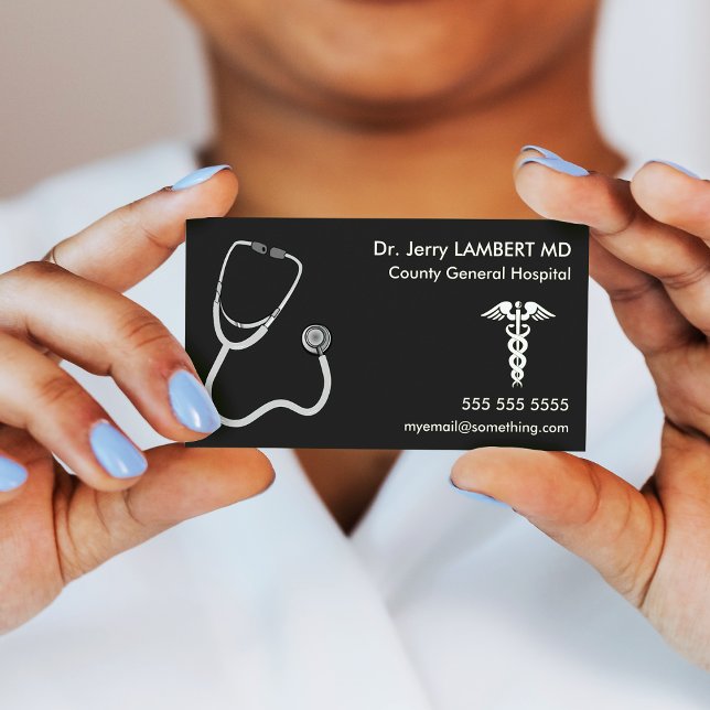 Doktor Stethoscope Black Visitkort (Skapare uppladdad)