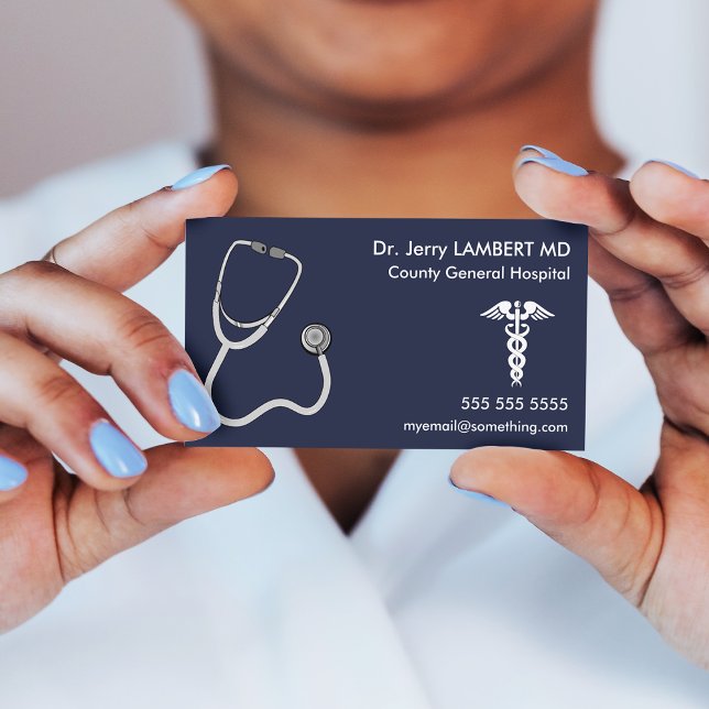 Doktor Stethoscope Blue Visitkort (Skapare uppladdad)
