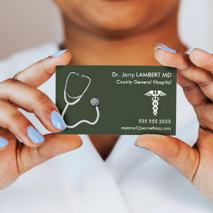 Doktor Stethoscope Grönt Visitkort