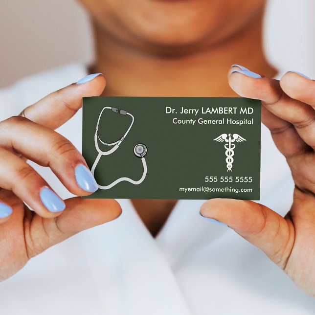 Doktor Stethoscope Grönt Visitkort (Skapare uppladdad)
