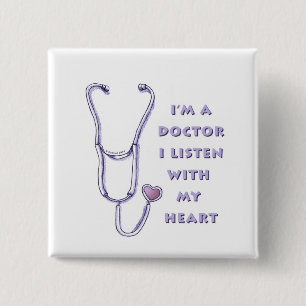 Doktor Stethoscope Heart Pin Knapp