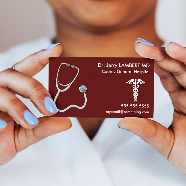 Doktor Stethoscope Red Visitkort (Skapare uppladdad)