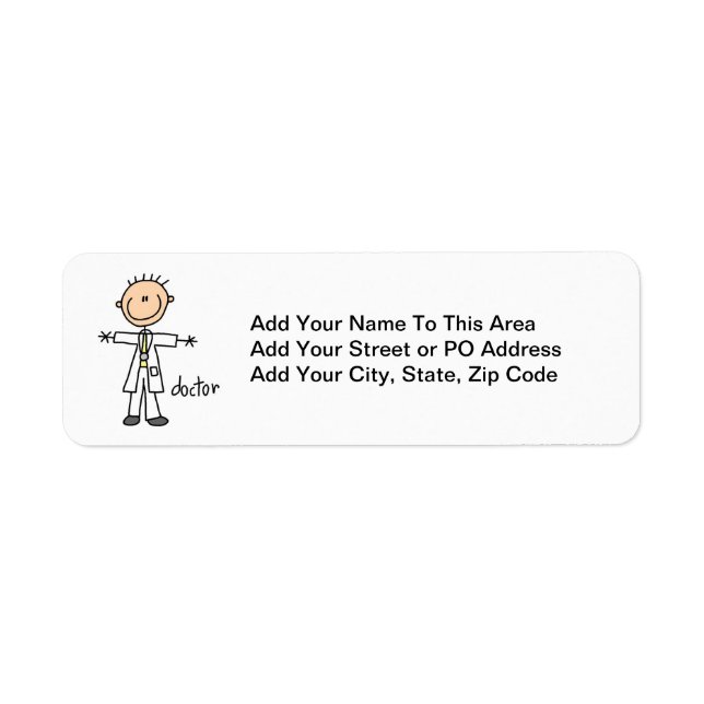 Doktor Stick figur Returadress Etikett (Framsidan)