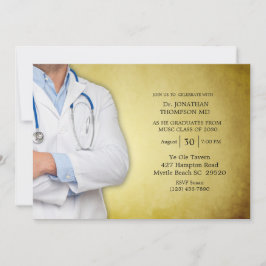 Doktor Studentfest Guld White Jackar Inbjudningar