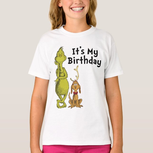 Doktor Suss | Grinch Vinter Födelsedag T Shirt (Framsida)