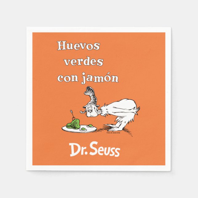Doktor Suss på spanska Gröna ägg och skinka Pappersservett (Framsidan)