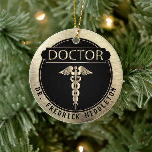 Doktor 👨 ⚕️ - Svarta havet och Guld Julgransprydnad Keramik