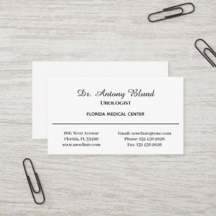 Doktor Urolog Simple White and Black Visitkort