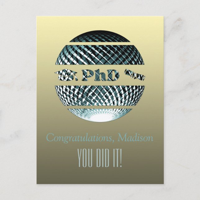 Doktorand gratulationskort platinablå vykort (Framsida)