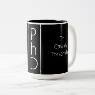 Doktorand Namn Svart Vit PhD Två-Tonad Mugg