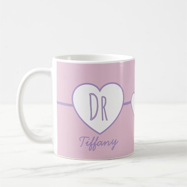 Doktorhjärta rosa och lila kaffemugg (Vänster)