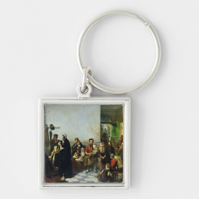 Doktorn för det fattigt fyrkantig silverfärgad nyckelring (Framsidan)