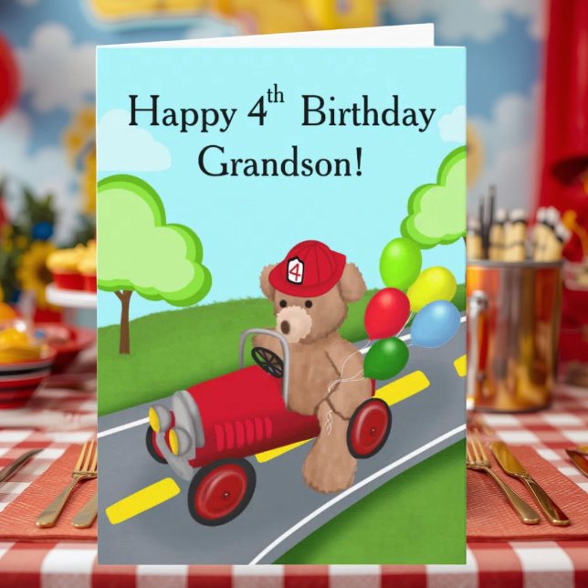 Doktorn på 4-årsdag Teddybjörn brandbil Kort (Skapare uppladdad)