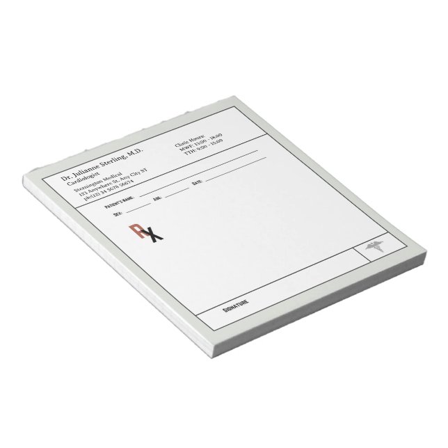 Doktorreceptblock, medicinska anteckningsblock (Vinklad)