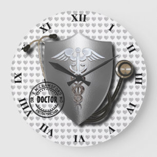 DoktorsymbolCaduceus på stetoskopet och frimärke Stor Klocka