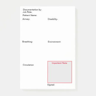 Dokumentation efter vården (lodrät) post-it block