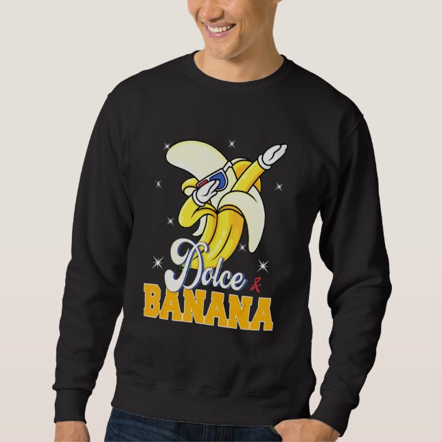 Dolce Banana Dabbing Bananas Vegan Veggie Lång Ärmad Tröja (Framsida)