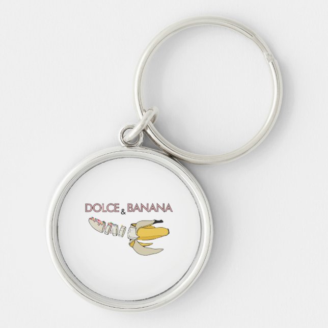 Dolce & Banana Rund Silverfärgad Nyckelring (Framsidan)
