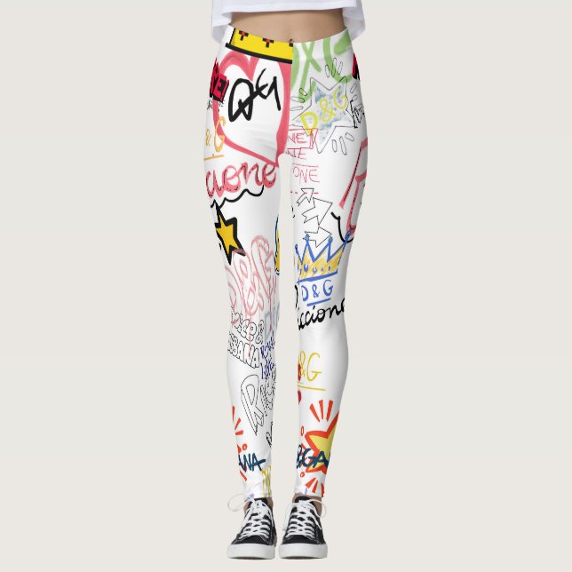 Dolce Gabbana Ny Säsong Modern Typsnittsdesign Leggings (Framsida)