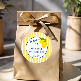 Dolce vita gula citron italiensk bröllopsfest runt klistermärke