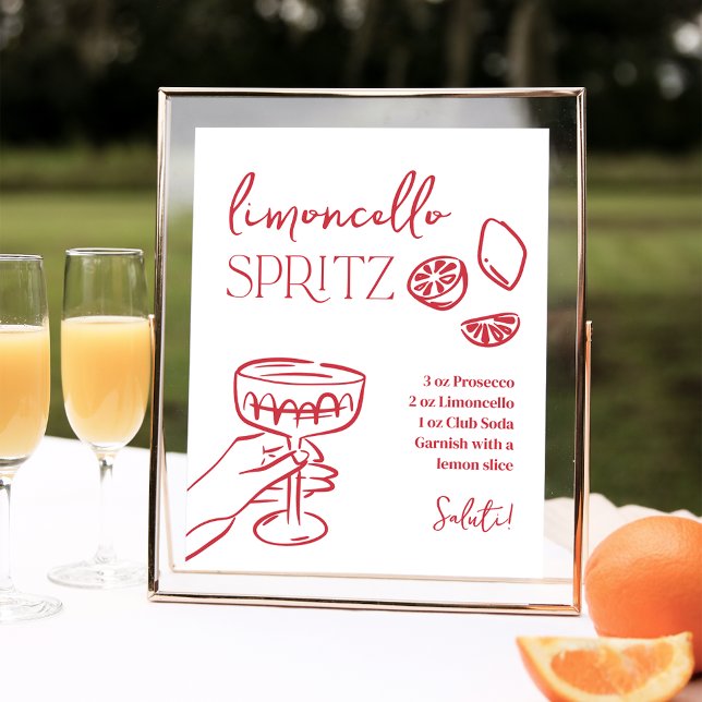 Dolce Vita Italiana Limoncello Spritz Drink-tecken Poster (Skapare uppladdad)