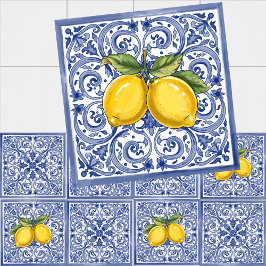 Dolce Vita Meditarrean Blå & Citroner Italienska P Kakelplatta